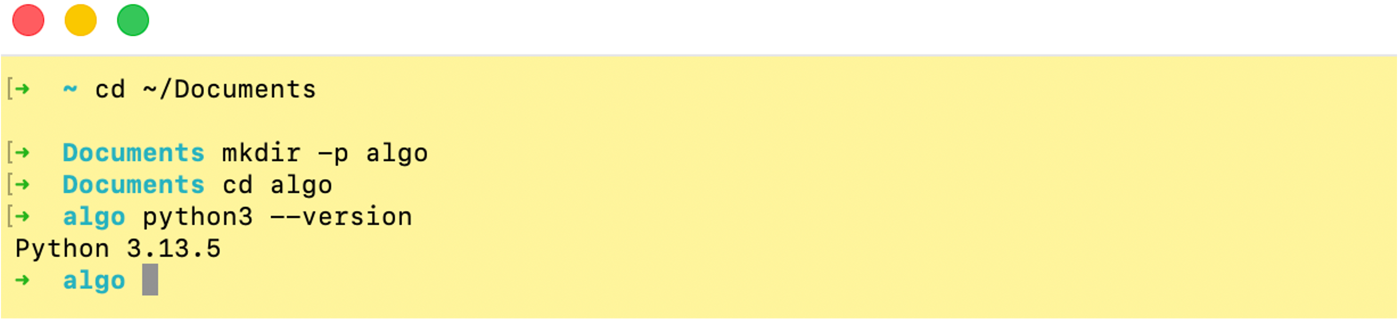 Terminal showing python3 --version output